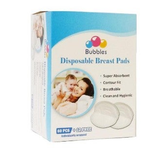BUBBLES DISPOSABLE BREAST PADS (60 PCS + 12 PCS FREE)