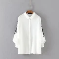 Plus Size Women's Long Sleeve Large Solid Shirt Casual Blouse White Tops