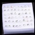 SEA? One Set of 24 Pairs Clear Artificial Crystal Allergy Free Earrings Stud