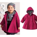 2016 New Kids Baby Girls Fall Winter Horn Button Hooded Pea Coat Outerwear