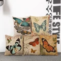 Home Cotton Linen Square Butterfly Cushion Cover Pillowcase