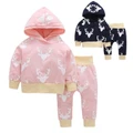 2pcs Toddler Newborn Baby Boy Girl Sweater Hoodie Tops+Pants Outfits Set