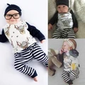Newborn Baby Boys Tops Romper Pants Hat Home Outfits 3Pcs Set Clothes Cotto