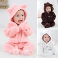 Baby Rompers Bear Style Coral Fleece Soft Long Sleeve Hoodies Toddle Clothing