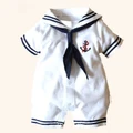 Baby romper new 2014 summer clothing newborn baby boy clothes navy style