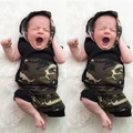 2pcs Newborn Toddler Infant Baby Boy Girl Clothes Hooded Vest Tank Top + Shorts