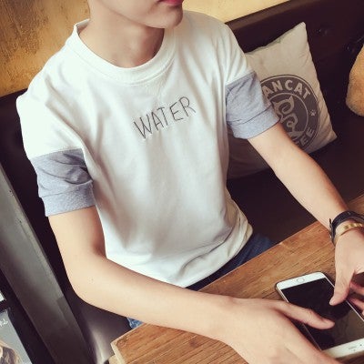 Light Grey Round Neck Short Sleeve T-Shirt Men's