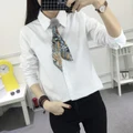 White shirt tie female long sleeve spring 2017 simple Korean literary