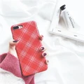For iphone6S 8 Plus Retro Geometric Red Plaid Pattern Soft Phone Case Back Cover