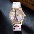 Luxury Brand Fashion Eiffel Tower Vintage Leather Quartz Watch Women Ladies
