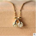 rose gold pendant zircon crystal cherry short necklace