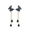 black gem dangle earrings jewelry Butterfly drill tassel