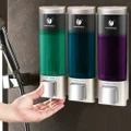 CHUANGDIAN Manual Soap Dispensers Wall-mounted Three Chamber Shampoo Box