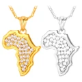 U7 Gold/Platinum Plated Vintage Africa Map Pendant Necklace