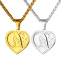 U7 Stainless Steel/18K Gold Plated Heart Religious Necklace