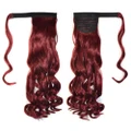 Magic Tape Long Curled Hair Wig dark red K06-118#