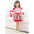 Lil Little GD332 Girls-Cute Short Sleeve-Dress with Big-Bow-knot red