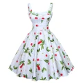 Suspender Dress Fashionable Printing Backless white