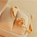 Accessories Korean Rose Flower Jewelry Camellia Cuff Bracelet Charm Bangle
