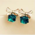 ?Crystal Rhinestone?Plated Gold Bow Cubic Stud Earrings