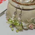 Green lucite flower earring