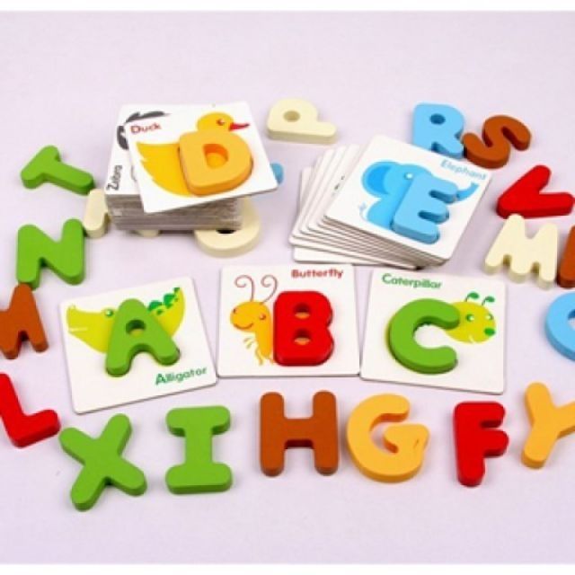 Kids wooden toy puzzle card
