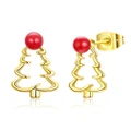 Alloy Gold Silver Stud Earrings for Women Christmas Trees Hollow Jewelry