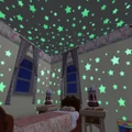 100 pcs Glow In The Dark Plastic Stars Stickers Baby Kids Ceiling Wall Room