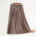 Shiny Velvet Midi Skirt