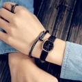 Sage Women's Classic Elegant Dream Leather Watch (Black Dial, Black Strap)
