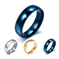 6mm Classic Wedding Ring for Men Women Blue Stainless Steel Rings Jewelery