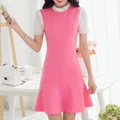 Summer New Korean Short-sleeved Dress Lady Thin Temperament Sweet Large Base Sk