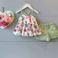 READY STOCK sling sleeveless top + short 2 piece suit