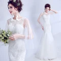 Fresh precious evening dress fairy long sleeve winter fishtail wedding dress