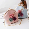 Flower small bag cute girl mini clip mouth fashion princess purse