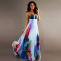 Women Bohemia Tube top Strapless Long Dress Floral Printing Maxi Dress