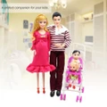 5 People Dolls Suit Pregnant Doll Family Mom+Dad+Baby Son+2 Kids+Baby Carriage