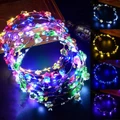 Wedding Party Crown Flower Headband LED Light Up Wreath Hairband Garlands ly