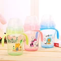 240ml Baby Bottles Straw Cup with Handle Bottle Children Cartoon Drinking Cup