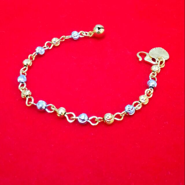 Kids Gold Korea Pure 24K Yellow & White Gold Plated Bracelet