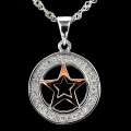 Pendant circle Star White and Rose Gold plated white gold + Necklace
