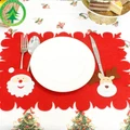 Santa Claus Xmas Christmas Table Decor Placemats With Knife Fork Bag Table Mat