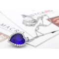 Ocean Heart Pendant Necklace For Women Crystal Rhinestone