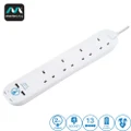 Masterplug 4 Gang 2 USB (2.1A) Surge Protector 2 Meter Extension Leads White (SRGU42N-MPA)