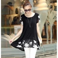 Summer woman loose plus size embroidered short-sleeved chiffon blouse