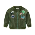 Kids Army Green Embroidery Jacket Outerwear Boys Girls Pullover Coat