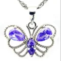 Animal Lovely butterfly blue pendant plated white gold with necklace girl casual