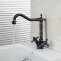 Black Oil Bathroom Dual Handles Single Hole Faucet Sink Basin Mixer Tap Swivel