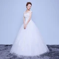 Simple Fashion Women White Lace Maxi Wedding Dress Bridal Gown Evening Dress