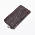 Crocodile pattern Men Long Wallet Phone case Card hold Reto zipper Purse coffee